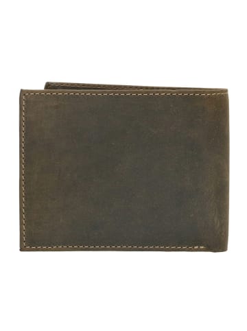 HIDE & STITCHES Leder-Geldbörse in Khaki - (B)12 x (H)9,5 x (T)2 cm