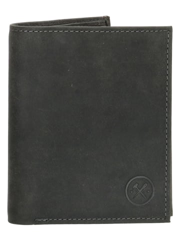 HIDE & STITCHES Leren portemonnee zwart - (B)9 x (H)12 x (D)2,5 cm