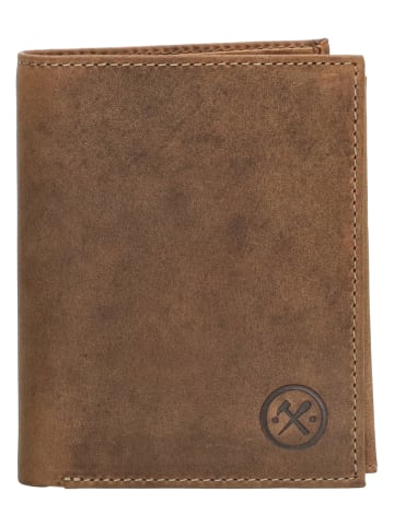 HIDE & STITCHES Skórzany portfel w kolorze jasnobrązowym - 9 x 12 x 2,5 cm