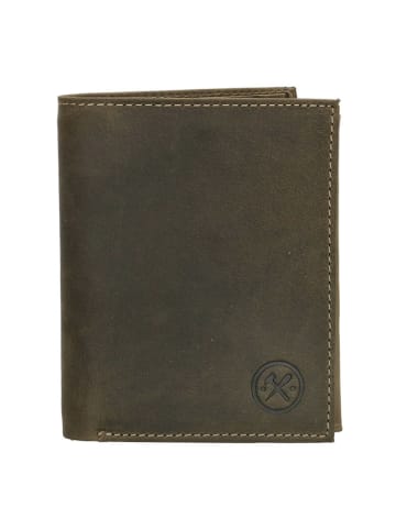 HIDE & STITCHES Leder-Geldbörse in Khaki - (B)9 x (H)12 x (T)2,5 cm