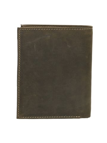 HIDE & STITCHES Leren portemonnee kaki - (B)9 x (H)12 x (D)2,5 cm