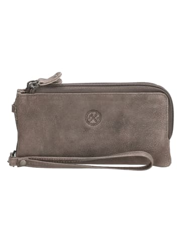 HIDE & STITCHES Leder-Geldbörse in Grau  - (B)18,5 x (H)9 x (T)3,5 cm