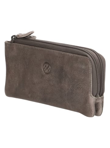 HIDE & STITCHES Leren portemonnee grijs - (B)18,5 x (H)9 x (D)3,5 cm