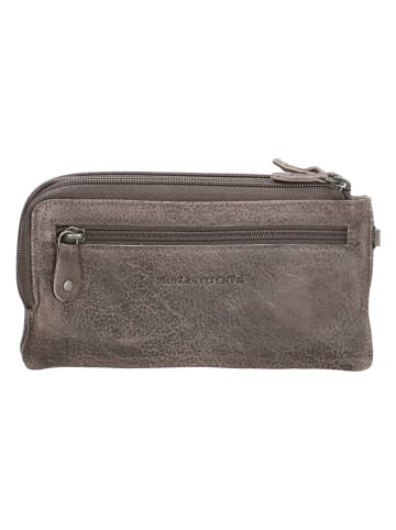 HIDE & STITCHES Leder-Geldbörse in Grau  - (B)18,5 x (H)9 x (T)3,5 cm