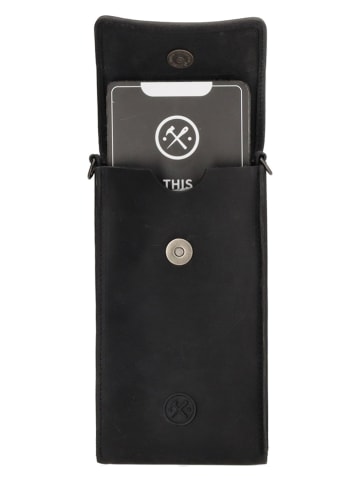 HIDE & STITCHES Leren smartphonetas zwart/wit - (B)9 x (H)17,5 x (D)2 cm