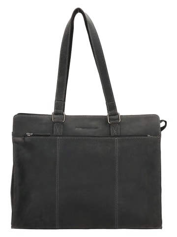 HIDE & STITCHES Skórzana torba w kolorze czarnym na laptopa  - 40 x 32,5 x 13 cm