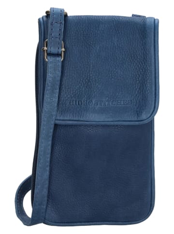 HIDE & STITCHES Skórzana torebka w kolorze niebieskim - 11 x 20 x 2 cm
