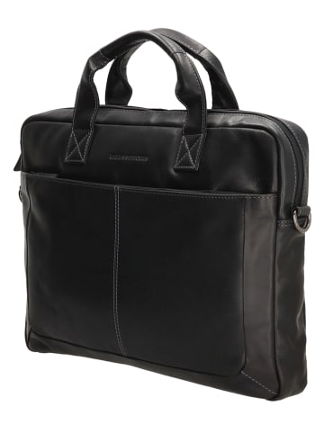 HIDE & STITCHES Leren businesstas zwart - (B)42 x (H)33 x (D)6 cm