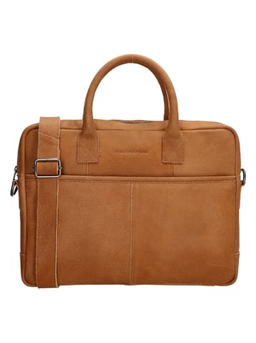 HIDE & STITCHES Leren businesstas cognackleurig - (B)39 x (H)31 x (D)7 cm