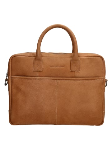 HIDE & STITCHES Leder-Businesstasche in Cognac - (B)39 x (H)31 x (T)7 cm