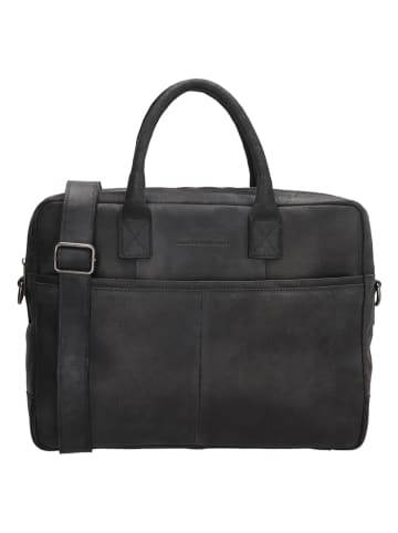 HIDE & STITCHES Skórzana torba w kolorze czarnym na laptopa  - 40 x 33 x 9 cm
