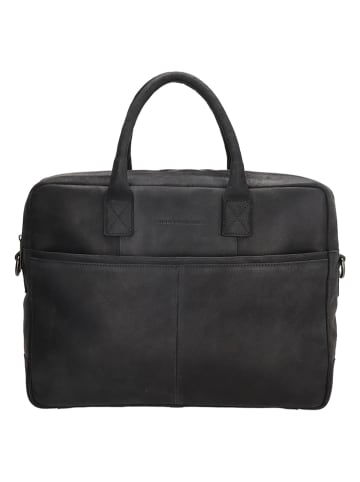 HIDE & STITCHES Skórzana torba w kolorze czarnym na laptopa  - 40 x 33 x 9 cm