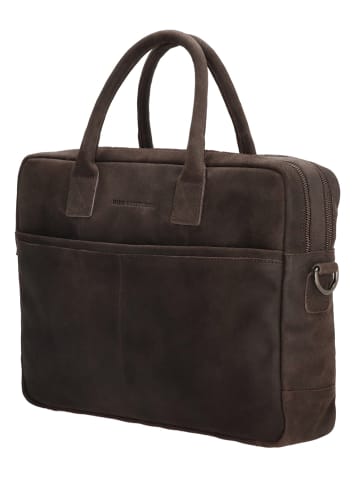 HIDE & STITCHES Skórzana torba w kolorze ciemnobrązowym na laptopa  - 40 x 33 x 9 cm