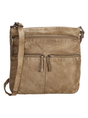 HIDE & STITCHES Leren schoudertas taupe - (B)27,5 x (H)28 x (D)4 cm