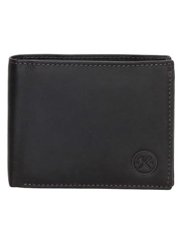 HIDE & STITCHES Leder-Geldbörse in Schwarz  - (B)11,5 x (H)9 x (T)2 cm