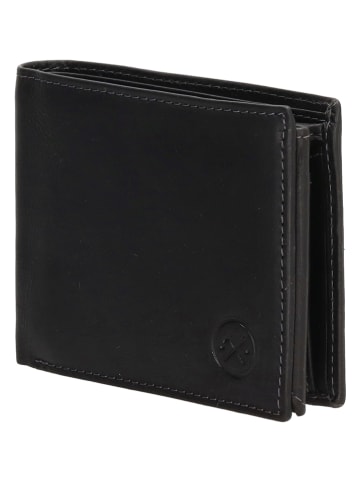 HIDE & STITCHES Leder-Geldbörse in Schwarz  - (B)11,5 x (H)9 x (T)2 cm