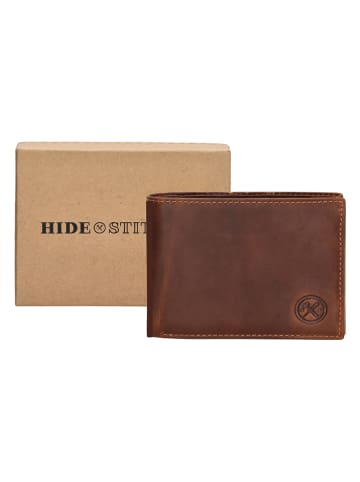 HIDE & STITCHES Skórzany portfel w kolorze jasnobrązowym - 11,5 x 9 x 2 cm