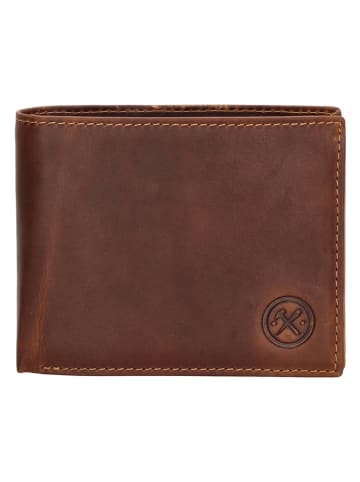 HIDE & STITCHES Leren portemonnee cognackleurig - (B)11,5 x (H)9 x (D)2 cm