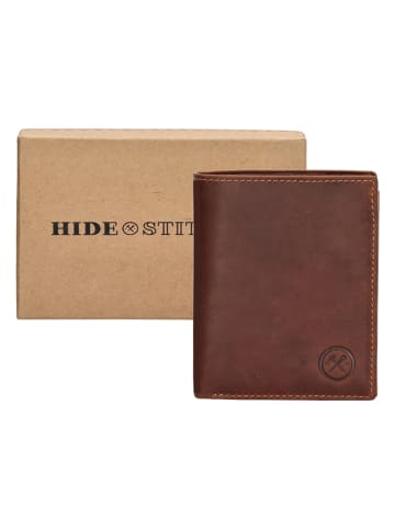 HIDE & STITCHES Skórzany portfel w kolorze jasnobrązowym - 9 x 12 x 2 cm