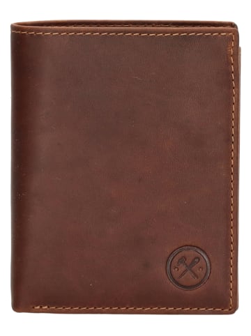 HIDE & STITCHES Leren portemonnee cognackleurig - (B)9 x (H)12 x (D)2 cm