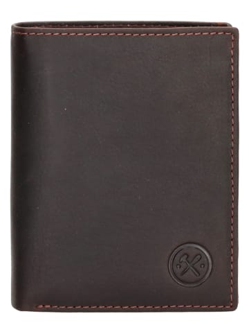 HIDE & STITCHES Leder-Geldbörse in Dunkelbraun - (B)9 x (H)12 x (T)2 cm