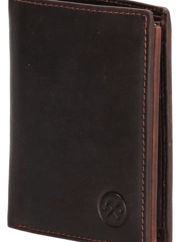 HIDE & STITCHES Leder-Geldbörse in Dunkelbraun - (B)9 x (H)12 x (T)2 cm