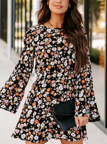 Milan Kiss Jurk zwart/crème/oranje