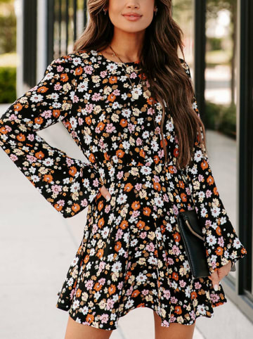 Milan Kiss Jurk zwart/crème/oranje
