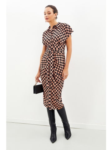 Milan Kiss Kleid in Schwarz/ Apricot/ Bunt