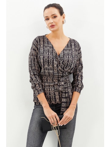 Milan Kiss Bluse in Schwarz/ Beige/ Bunt