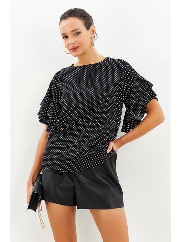 Milan Kiss Bluse in Schwarz/ Weiß