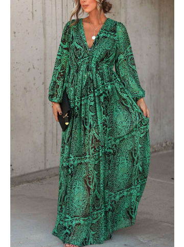 Milan Kiss Sukienka w kolorze zielono-czarnym ze wzorem