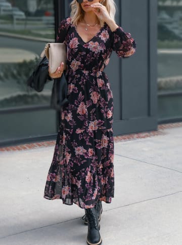 Milan Kiss Sukienka w kolorze czarno-fioletowym ze wzorem