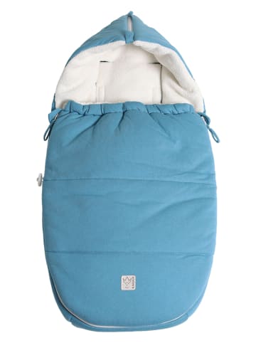 Kaiser Naturfellprodukte Śpiworek "Jersey Hood" w kolorze niebieskim do fotelika - 80 x 40 cm
