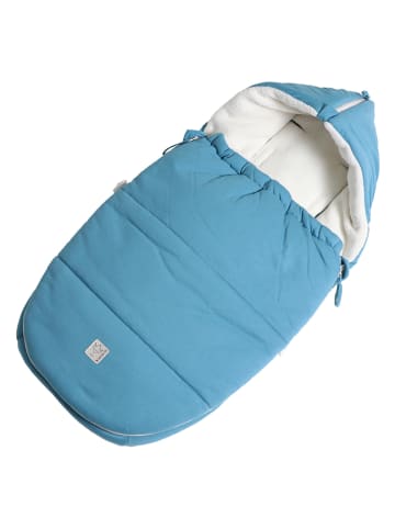 Kaiser Naturfellprodukte Śpiworek "Jersey Hood" w kolorze niebieskim do fotelika - 80 x 40 cm