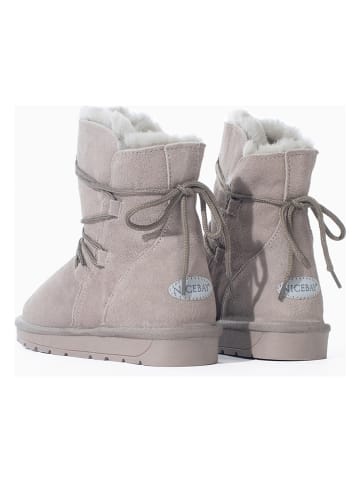 NICEBAY Leren winterboots "Leala" lichtgrijs