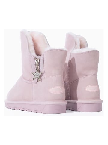 NICEBAY Leren winterboots "Pompon" lichtroze