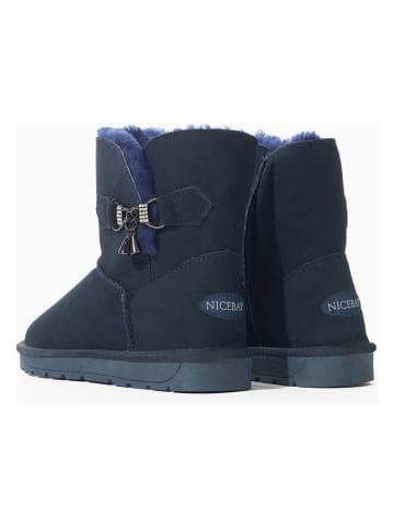 NICEBAY Leren winterboots "Paula" donkerblauw