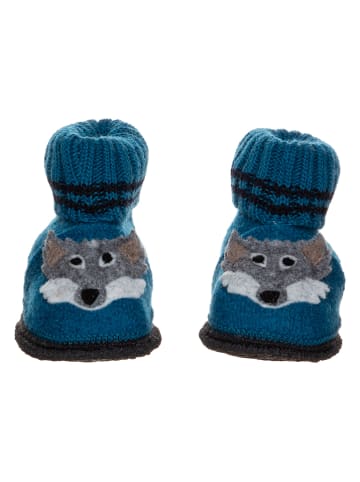 kitz-pichler Pantoffels "Wolf" blauw