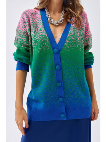 Chezalou Vest blauw/groen/paars
