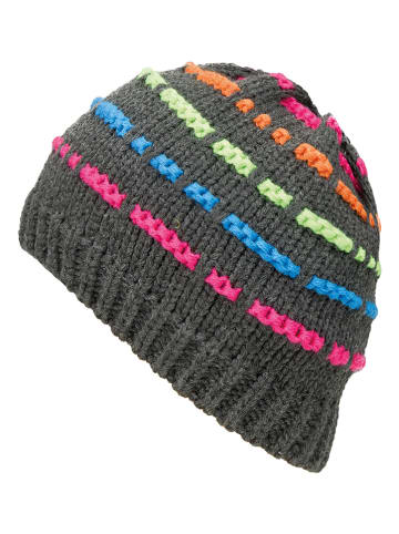 Döll Dzianinowa czapka w kolorze antracytowym ze wzorem