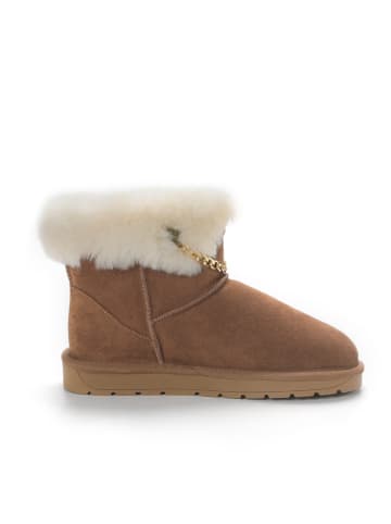 Gooce Leder-Winterboots "Gertrude" in Hellbraun/ Weiß