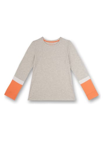 Sanetta Pyjama-Oberteil in Grau/ Orange