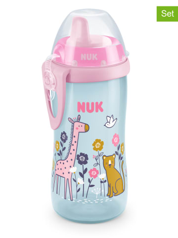 NUK 2er-Set: Trinklernflaschen "Kiddy Cup" in Hellblau - 300 ml