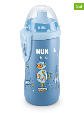 NUK 2-delige set: drinkleerflessen "Junior Cup" blauw - 300 ml
