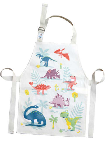 ThreadBear Knutselschort "Dinosaurus" wit/meerkleurig - (L)45 x (B)34 cm