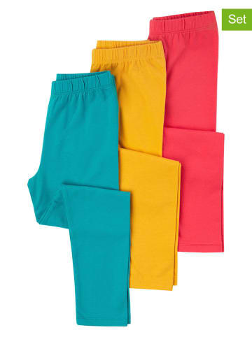 Frugi 2-delige set: leggings turquoise/geel/rood