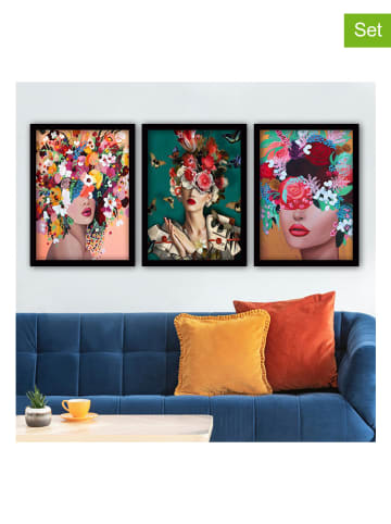 ABERTO DESIGN 3er-Set: Gerahmte Kunstdrucke - (B)35 x (H)45 cm
