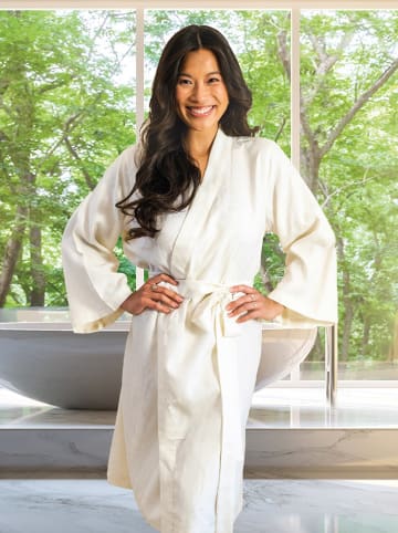kayori Lyocellowe kimono w kolorze kremowym