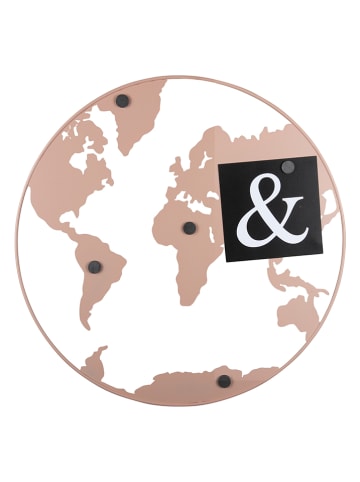 Present Time Memoboard "World Map" in Rosa - Ø 50 cm